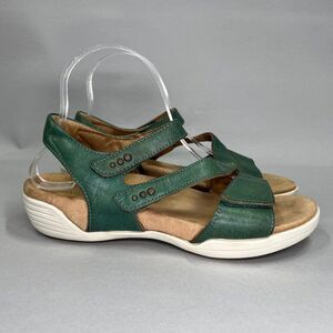 Halsa Women's Size 8 Denia Green Leather Sandals